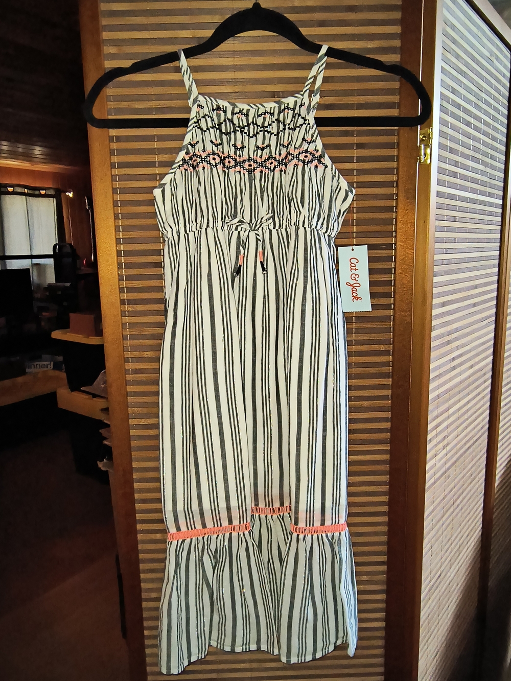 Cat & Jack Striped Halter Maxi Dress with Pink Trim